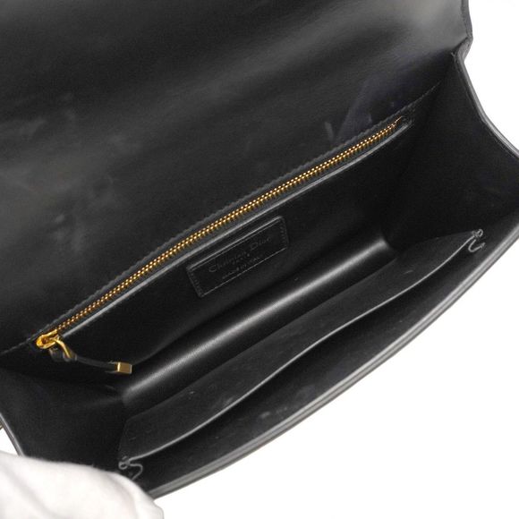 Christian Dior Shoulder Bag Montaigne Leather Black Gold Hardware Women's - Picture 4 of 10